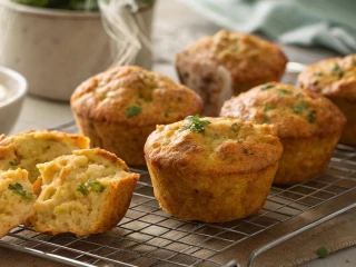 Muffinki warzywne studzące się na kratce