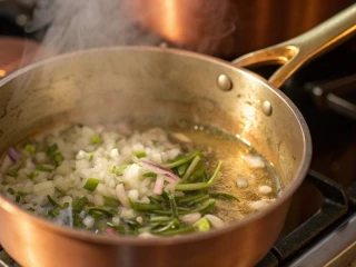 Rondel z posiekaną szalotką, octem winnym i łodygami estragonu