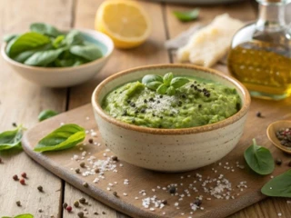 Zmiksowana pasta z zielonego groszku