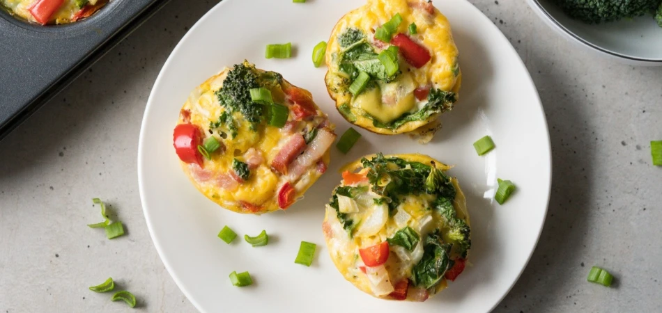 Muffiny jajeczne z boczkiem i warzywami