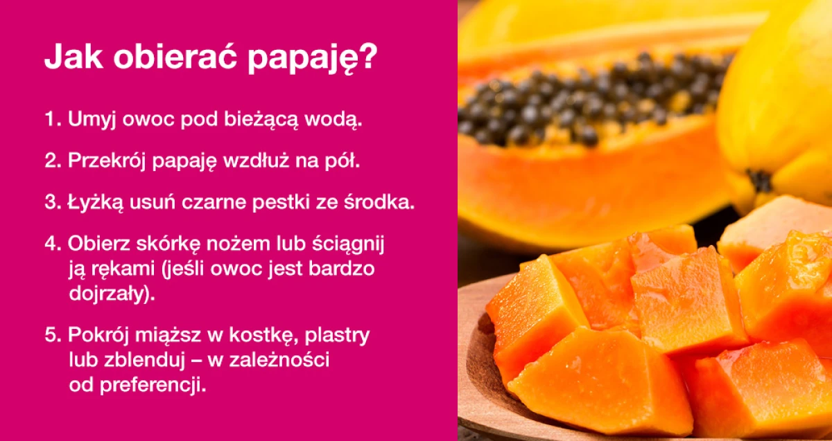 Jak obierać papaję - infografika
