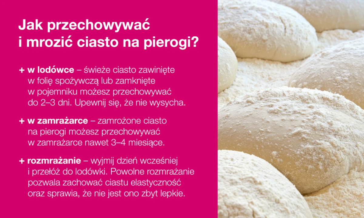 Jak przechowywać i mrozić ciasto na pierogi - infografika