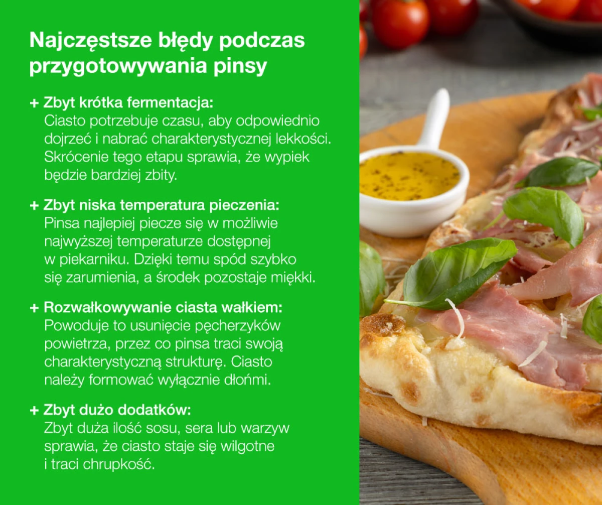 Najczęstsze błędy podczas przygotowywania pinsy - infografika