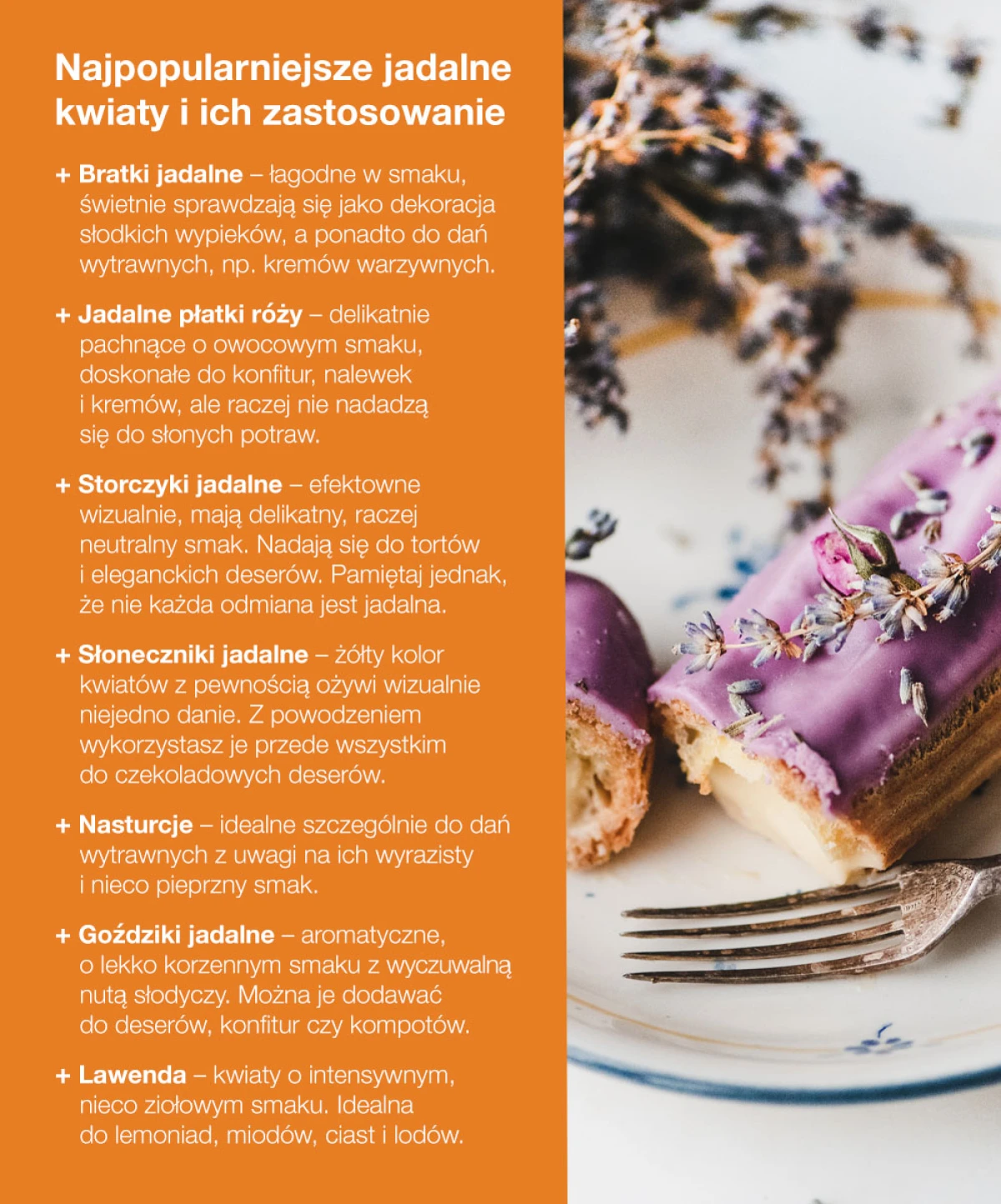 Najpopularniejsze jadalne kwiaty i ich zastosowanie - infografika