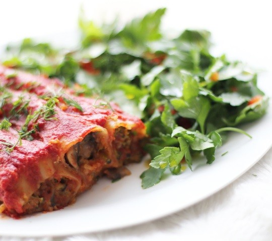 Cannelloni z kaszą jaglaną i warzywami